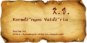 Kormányos Valéria névjegykártya