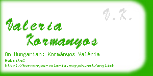 valeria kormanyos business card